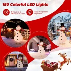 6 Ft. Pre-lit Christmas Snowman Xmas Decoration 8 Lighting Modes 4 Brightness -Christmas Decor Shop costway christmas yard decorations cm24287us 66 1000