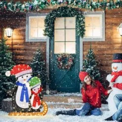 44 In. Lighted Standing Penguins Artificial Christmas Decoration Pre-Lit 80 LED Bulbs -Christmas Decor Shop costway christmas yard decorations eu 10n021ca 1f 1000