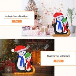 44 In. Lighted Standing Penguins Artificial Christmas Decoration Pre-Lit 80 LED Bulbs -Christmas Decor Shop costway christmas yard decorations eu 10n021ca 44 1000