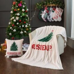 50 In. X 60 In. Polyester Microfiber Gussied Up Christmas Throw With 18 In. Square Pillow -Christmas Decor Shop country living christmas textiles cl106muos 31 1000
