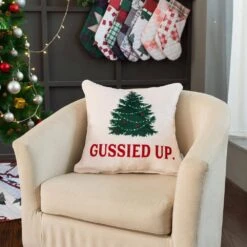 50 In. X 60 In. Polyester Microfiber Gussied Up Christmas Throw With 18 In. Square Pillow -Christmas Decor Shop country living christmas textiles cl106muos 4f 1000