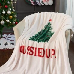 50 In. X 60 In. Polyester Microfiber Gussied Up Christmas Throw With 18 In. Square Pillow -Christmas Decor Shop country living christmas textiles cl106muos fa 1000