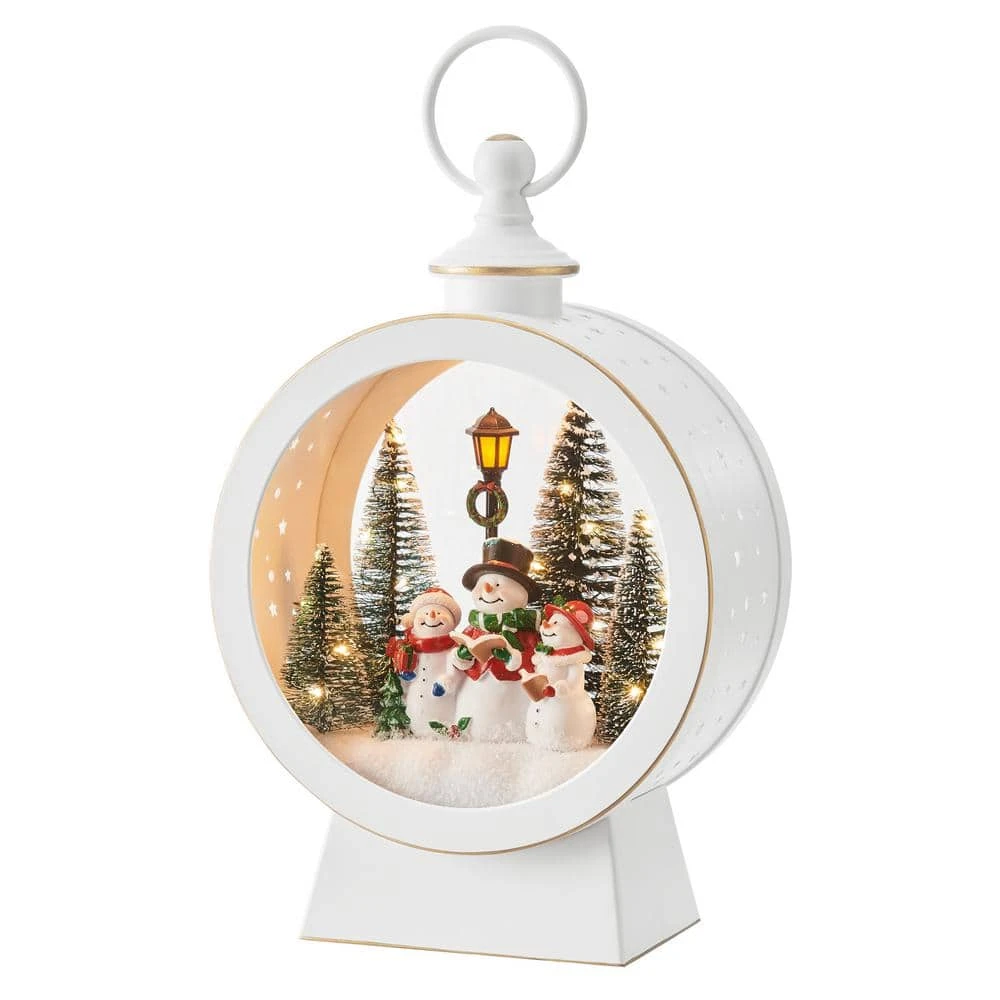 Tabletop White Christmas Holiday Winter Snowman Scene Diorama Lighted Lantern Decoration - Oval 10 Tabletop White Christmas Holiday Winter Snowman Scene Diorama Lighted Lantern Decoration - Oval - Image 8