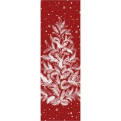 Christmas 2 Ft. X 6 Ft. Red Feather Christmas Tree Area Rug