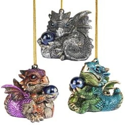 2 In. Three Dragon Virtues Gothic Holiday Ornament (3-Piece)