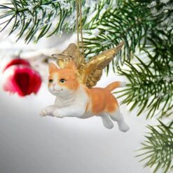 2.5 In. Honor The Feline Orange Tabby Holiday Cat Angel Ornament -Christmas Decor Shop design toscano single christmas ornaments jh170738 31 1000