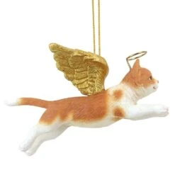 2.5 In. Honor The Feline Orange Tabby Holiday Cat Angel Ornament -Christmas Decor Shop design toscano single christmas ornaments jh170738 44 1000
