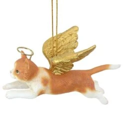 2.5 In. Honor The Feline Orange Tabby Holiday Cat Angel Ornament -Christmas Decor Shop design toscano single christmas ornaments jh170738 4f 1000
