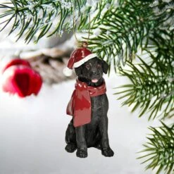 3.5 In. Black Lab Holiday Dog Ornament Sculpture -Christmas Decor Shop design toscano single christmas ornaments jh576310 31 1000