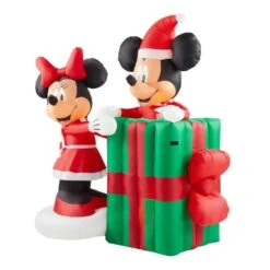 Disney 5 Ft. Animated Inflatable Minnie With Mickey Popping Out Of Present Scene -Christmas Decor Shop disney christmas inflatables 117440 40 1000