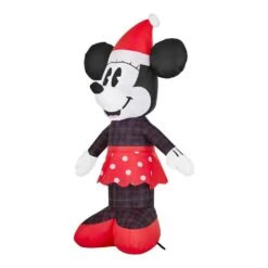 Disney 3.5 Ft. LED Vintage Plaid Minnie Mouse Inflatable -Christmas Decor Shop disney christmas inflatables 23gm81291 40 1000