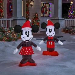 Disney 3.5 Ft. LED Vintage Plaid Minnie Mouse Inflatable -Christmas Decor Shop disney christmas inflatables 23gm81291 c3 1000