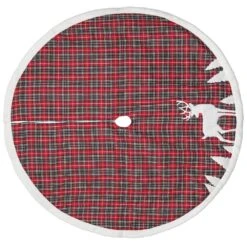 48 In. Red Plaid Tree Skirt Deer Applique 7 48 In. Red Plaid Tree Skirt Deer Applique -Christmas Decor Shop dyno christmas tree skirts 32637383 4f 1000