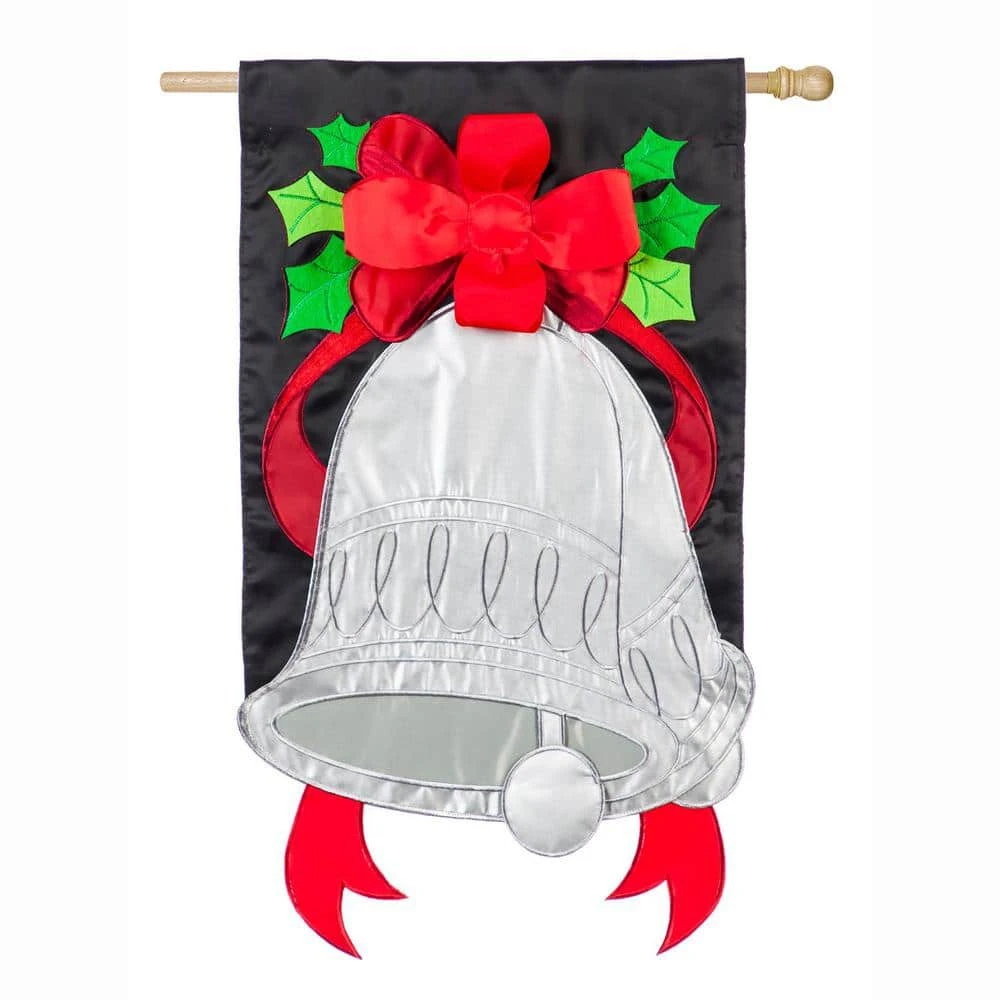 Evergreen 28 In. X 44 In. Silver Bells House Applique Flag 3 Evergreen 28 In. X 44 In. Silver Bells House Applique Flag