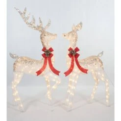 UL Ombre Glittering Clear Light Thread Buck And Doe Sculpture 2-Set -Christmas Decor Shop everstar christmas novelty lights es 69591 76 1000