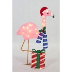 32 In. White Light UL Plush Flamingo Sculpture -Christmas Decor Shop everstar christmas yard decorations es 69112 1f 1000