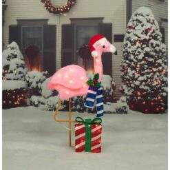 32 In. White Light UL Plush Flamingo Sculpture -Christmas Decor Shop everstar christmas yard decorations es 69112 31 1000
