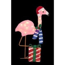 32 In. White Light UL Plush Flamingo Sculpture