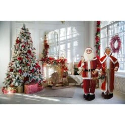 58 In. Dancing Mrs.Claus With Hooded Cloak And Basket,Standing Decor, Motion-Activated Christmas Animatronic -Christmas Decor Shop fraser hill farm christmas figurines famc058d 23red 31 1000