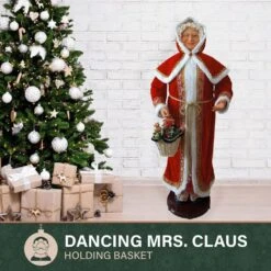 58 In. Dancing Mrs.Claus With Hooded Cloak And Basket,Standing Decor, Motion-Activated Christmas Animatronic -Christmas Decor Shop fraser hill farm christmas figurines famc058d 23red 40 1000