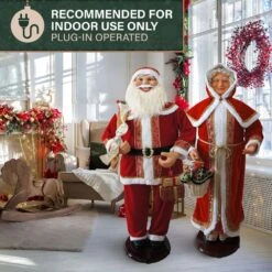 58 In. Dancing Mrs.Claus With Hooded Cloak And Basket,Standing Decor, Motion-Activated Christmas Animatronic -Christmas Decor Shop fraser hill farm christmas figurines famc058d 23red 77 1000