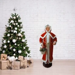 58 In. Dancing Mrs.Claus With Hooded Cloak And Basket,Standing Decor, Motion-Activated Christmas Animatronic -Christmas Decor Shop fraser hill farm christmas figurines famc058d 23red fa 1000