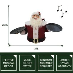 25 In. Musical Christmas Santa Claus With 2 Serving Plates -Christmas Decor Shop fraser hill farm christmas figurines fsc036 1rd2 e1 1000