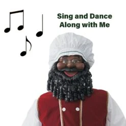 58-In African American Dancing Santa With Apron, Christmas Cookie Garland, Standing Decor, Motion-Activated Animatronic -Christmas Decor Shop fraser hill farm christmas figurines fsc058 2rd2 aa 1f 1000