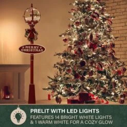 69 In. Christmas Snow Globe Lamp Post With Santa Scene, 2 Signs, Cascading Snow, And Christmas Carols -Christmas Decor Shop fraser hill farm christmas figurines fssl069a rd2 1d 1000