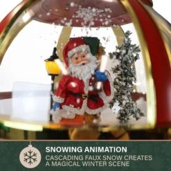 69 In. Christmas Snow Globe Lamp Post With Santa Scene, 2 Signs, Cascading Snow, And Christmas Carols -Christmas Decor Shop fraser hill farm christmas figurines fssl069a rd2 40 1000