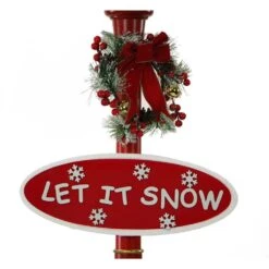 69 In. Christmas Snow Globe Lamp Post With Santa Scene, 2 Signs, Cascading Snow, And Christmas Carols -Christmas Decor Shop fraser hill farm christmas figurines fssl069a rd2 44 1000