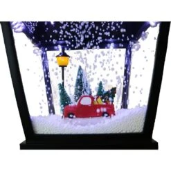 71 In. Christmas Musical Street Lamp With Car Scene, 2 Signs, Cascading Snow, And Christmas Carols -Christmas Decor Shop fraser hill farm christmas figurines fssl071a blk1 4f 1000