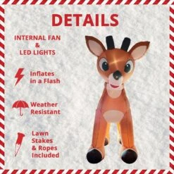 15 Ft. Pre-Lit Reindeer With Moving Head -Christmas Decor Shop fraser hill farm christmas inflatables fhfinrnd015 1la 40 1000