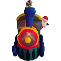 6 Ft. Santa Holding A Gift Christmas Inflatable -Christmas Decor Shop fraser hill farm christmas inflatables fhfintrain021 1l c3 1000