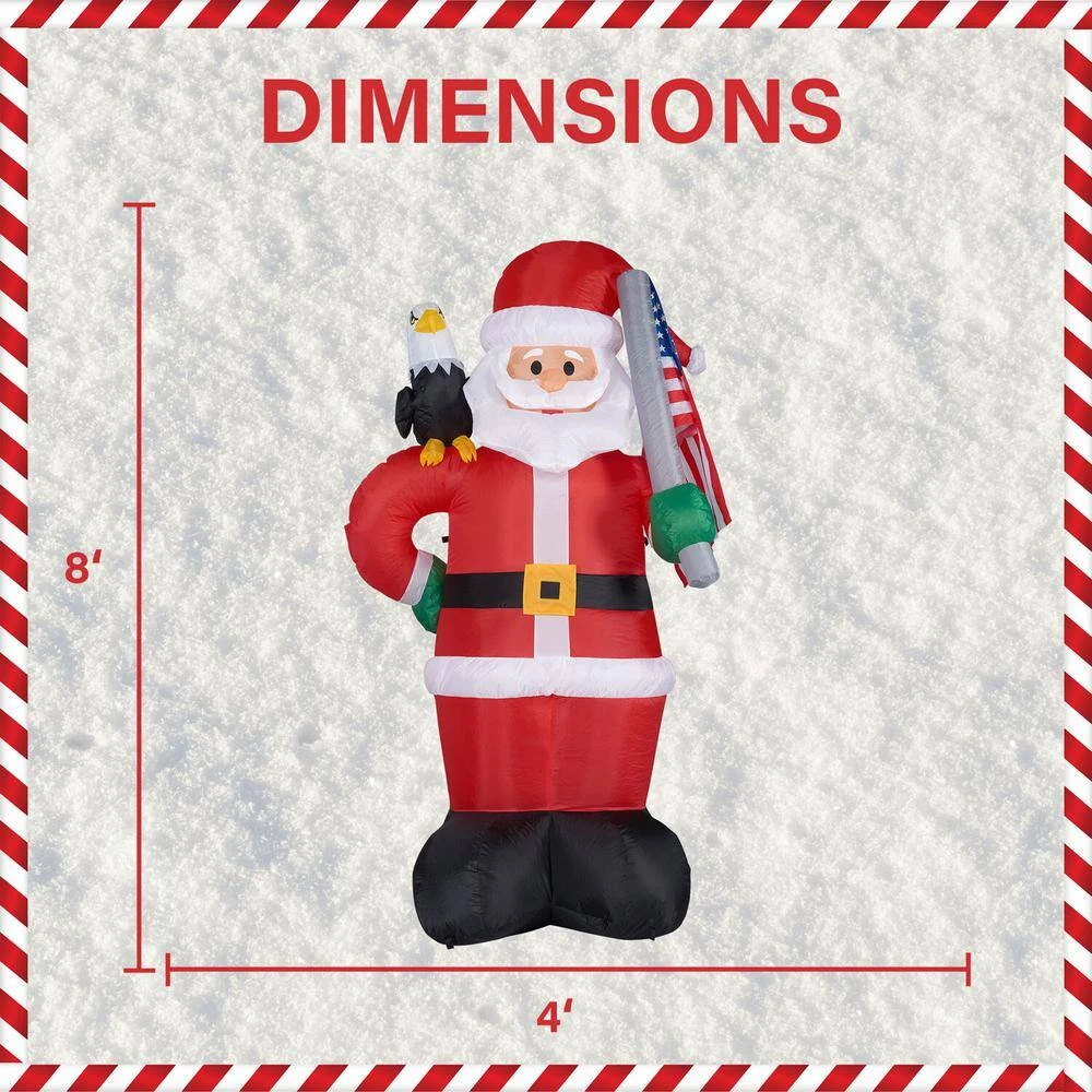 8 Ft. Americana Santa With Bald Eagle Christmas Inflatable With Lights 5 8 Ft. Americana Santa With Bald Eagle Christmas Inflatable With Lights - Image 3