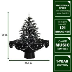 29 In. Black Christmas Tree With Star Topper And Umbrella Base -Christmas Decor Shop fraser hill farm christmas tree toppers fstr029a blk 40 1000