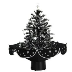 29 In. Black Christmas Tree With Star Topper And Umbrella Base