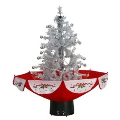 29 In. White Christmas Tree With Star Topper And Umbrella Base