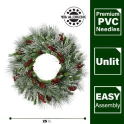 25 In. Lightly Flocked Artificial Christmas Wreath With Pinecones And Berries -Christmas Decor Shop fraser hill farm christmas wreaths ff001chwr 025 0gr e1 1000