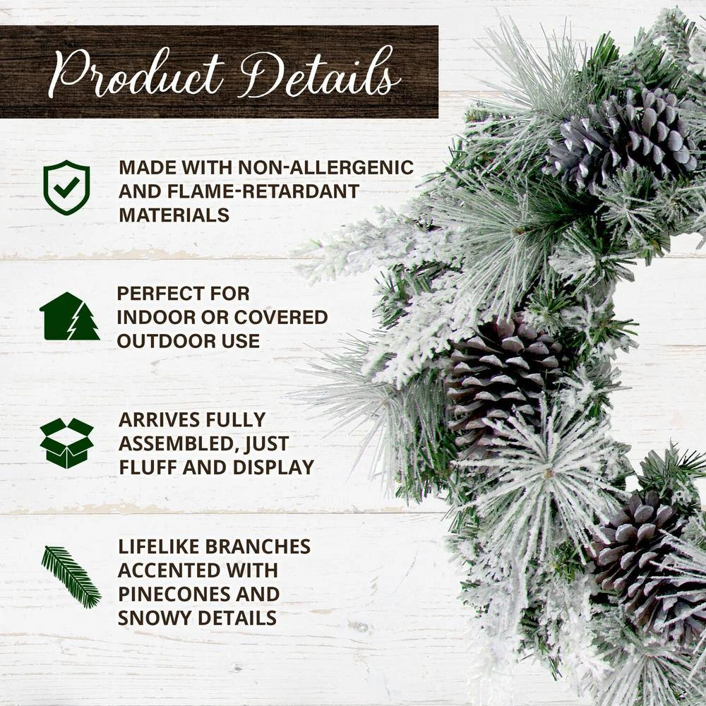 24 In. Artificial Christmas Wreath With Oversized Pinecones 5 24 In. Artificial Christmas Wreath With Oversized Pinecones - Image 3