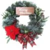 24 In. Artificial Christmas Wreath With A Poinsettia Bloom, Bow, And Merry Christmas Wooden Sign -Christmas Decor Shop fraser hill farm christmas wreaths ff024chwr008 0gr rd 64 1000