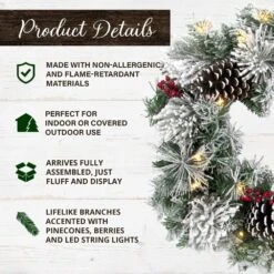 24 In. Pre-Lit Artificial Christmas Wreath With Pinecones And Berries -Christmas Decor Shop fraser hill farm christmas wreaths ff024chwr009 1sn 40 1000