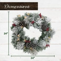 24 In. Pre-Lit Artificial Christmas Wreath With Pinecones And Berries -Christmas Decor Shop fraser hill farm christmas wreaths ff024chwr009 1sn e1 1000