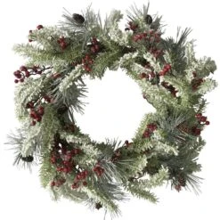 25 In. Artificial Christmas Wreath With Pinecones And Berries