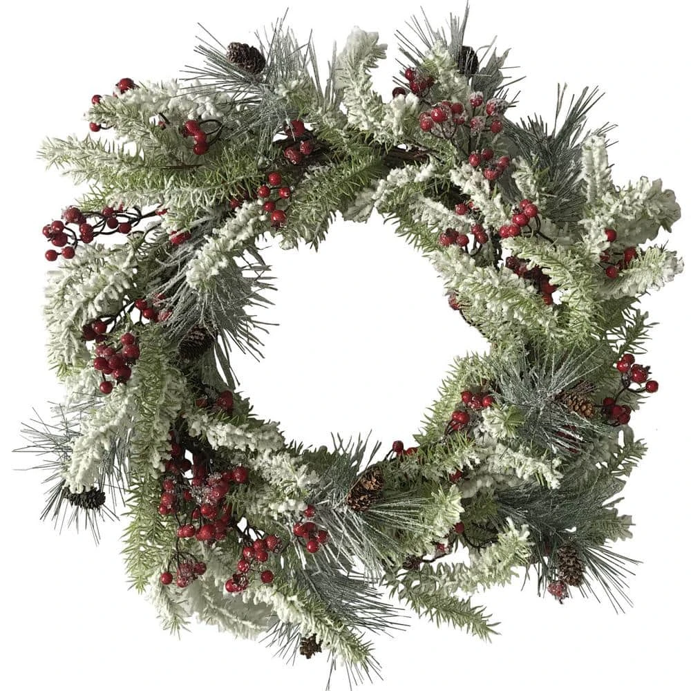 25 In. Artificial Christmas Wreath With Pinecones And Berries 3 25 In. Artificial Christmas Wreath With Pinecones And Berries