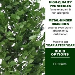 24 In. Boxwood Green Christmas Wreath With Warm White LED Lights, Christmas Decor -Christmas Decor Shop fraser hill farm christmas wreaths ffbx024w 5gr 40 1000