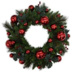 23 In. Artificial Chrismtas Wreath With 2 Garlands And J And Y Marquee Styled LED Light -Christmas Decor Shop fraser hill farm christmas wreaths ffchdec001 joy a0 1000