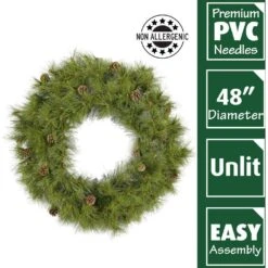 48 In. Eastern Pine Artificial Holiday Wreath -Christmas Decor Shop fraser hill farm christmas wreaths ffep048w 0gr 4f 1000