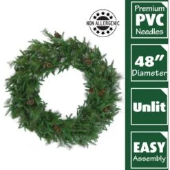 48 In. Norway Pine Artificial Holiday Wreath -Christmas Decor Shop fraser hill farm christmas wreaths ffnp048w 0gr 1f 1000