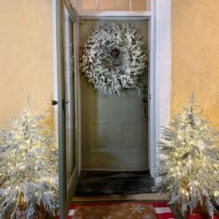 36 In. Light Flocked Battery Operated Prelit LED Artificial Christmas Wreath With Timer 29 36 In. Light Flocked Battery Operated Prelit LED Artificial Christmas Wreath With Timer -Christmas Decor Shop fraser hill farm christmas wreaths ffrf036w 5msn 31 1000